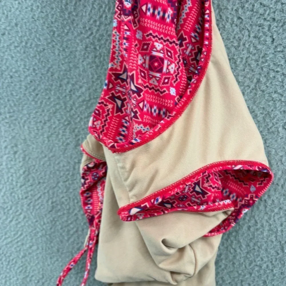 Vanilla Beach Pink Tribal Print One-Piece Swimsuit Size Medium